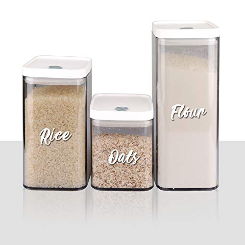 White Cursive Pantry Labels Stickers Set - 243 Food Container Labels