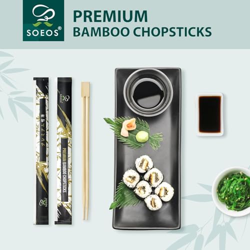 Soeos 9-Inch Disposable Bamboo Chopsticks, Individually Wrapped - 500 Sets
