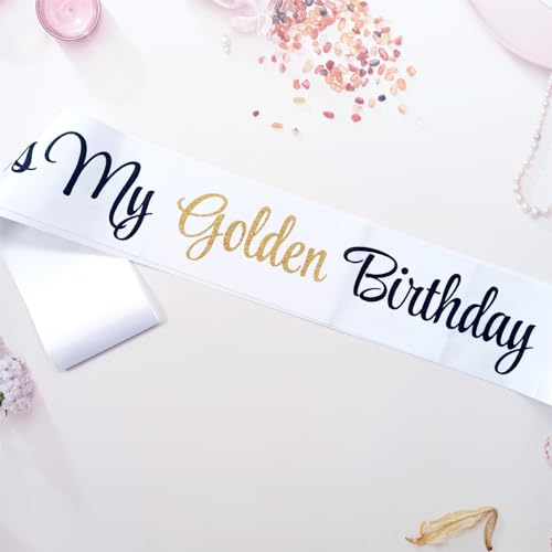 Golden Birthday Sash for Girls - White and Gold Party Decor