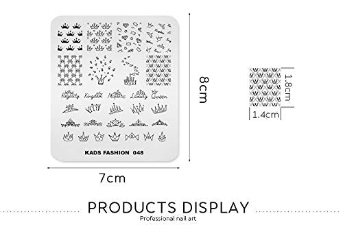 Rolabling Crown Nail Stamping Plate King Queen Theme Art Template
