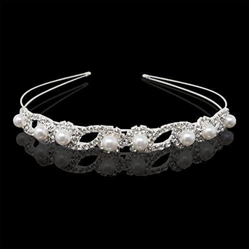 Honbay Crystal Pearl Wedding Headband Bridal Hair Crown Tiara