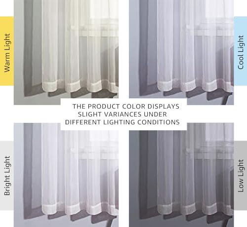 NICETOWN White Sheer Curtains 72" Long - Ring Top Voile Drapes (Set of 2)