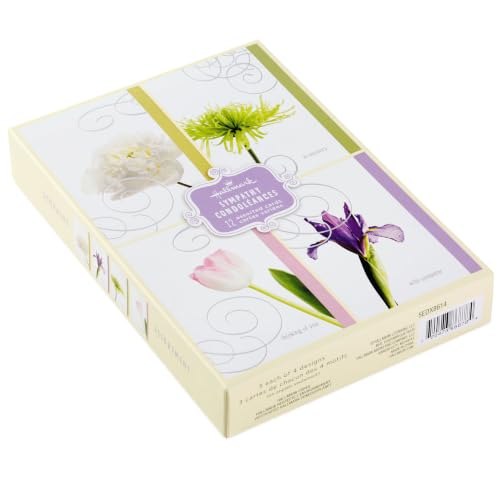 Hallmark Sympathy Cards Boxed Set - 12 Floral Designs with Envelopes