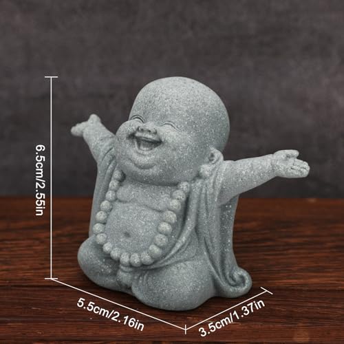 Laughing Buddha Statue - Natural Sandstone Zen Decor for Home & Office