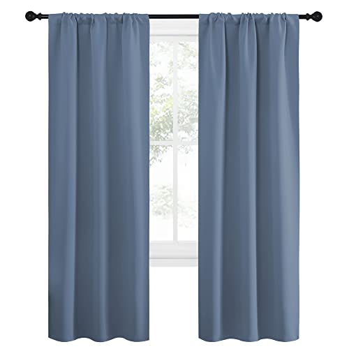 NICETOWN Blackout Curtains - 34" x 72" Stone Blue Thermal Insulated Drapes