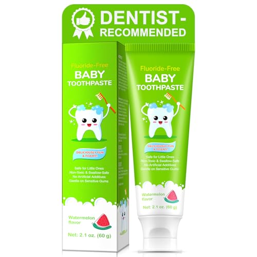 Smddx Fluoride-Free Baby Toothpaste Watermelon 2.1 oz for Ages 2-3