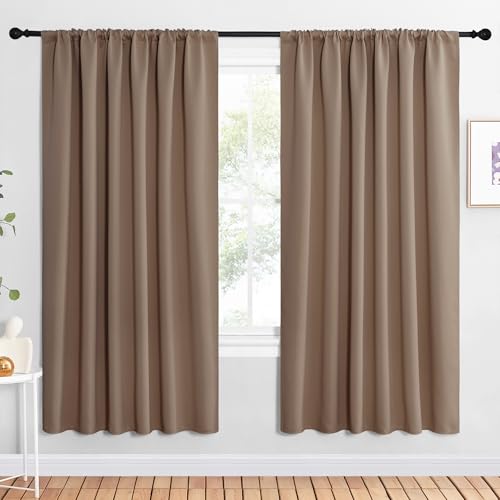 NICETOWN Blackout Curtains, 62" x 72" Cappuccino, 2 Panels