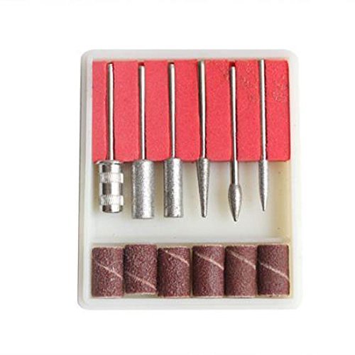 ZXUY 6-Piece Nail Drill Bits Set with 3/32 Inch Shank for Acrylic Nails