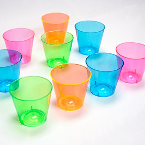 1-Ounce Neon Shot Glasses, 50-Count Hard Plastic Set