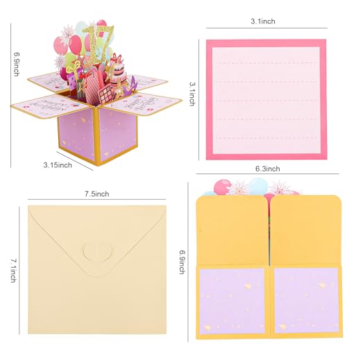 17th Birthday Pop Up Card for Girls - Unique 3D Greeting Gift