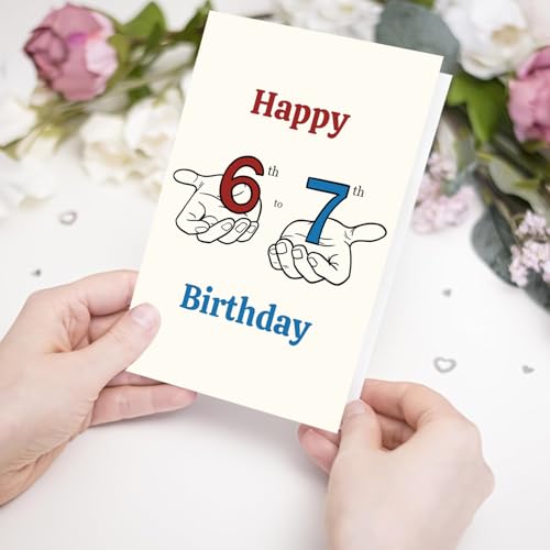 Funny 7th Birthday Card for Kids - Cute Hand-Illustrated Design