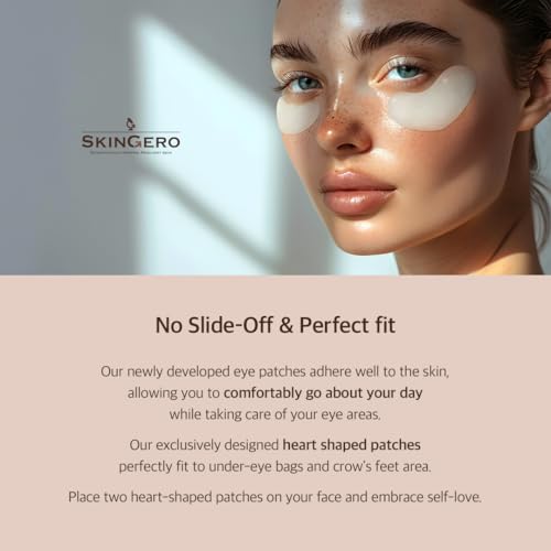 SKINGERO Bright & Glow Hydrogel Eye Patch - Hydrating & Firming Heart Shape Eye Mask (1 Pair)