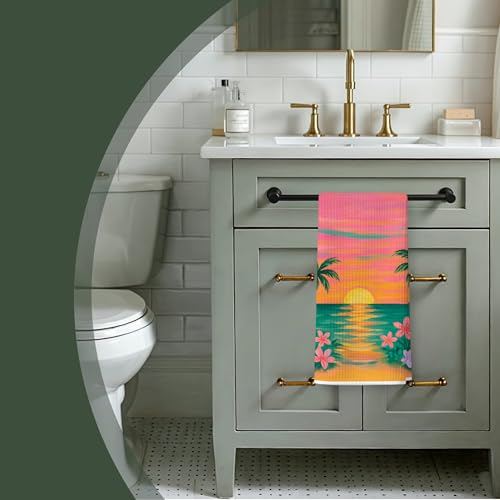 Tropical Palm Tree Waffle Hand Towel - Coastal Beach Decor Lcolor0004