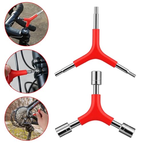 4 Pcs 3 Way Socket Wrench Bicycle Hex Wrench Tool Y-Shaped Bike Repair Tools Outer Spanners 4/5/6mm Y-Type 8/9/10mm Bicycle Cycling Repair Hardware Multitool Kit
