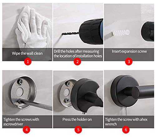 2pcs Matte Black Stainless Steel Toilet Paper Holder & Towel Ring Set