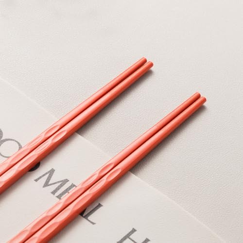 HuaLan Reusable Fiberglass Chopsticks Set - 5 Pairs, 9.5" Non-Slip, Dishwasher Safe, Orange