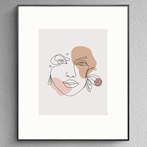 Abstract Face Line Art Print - Minimalist Woman Decor 8x10