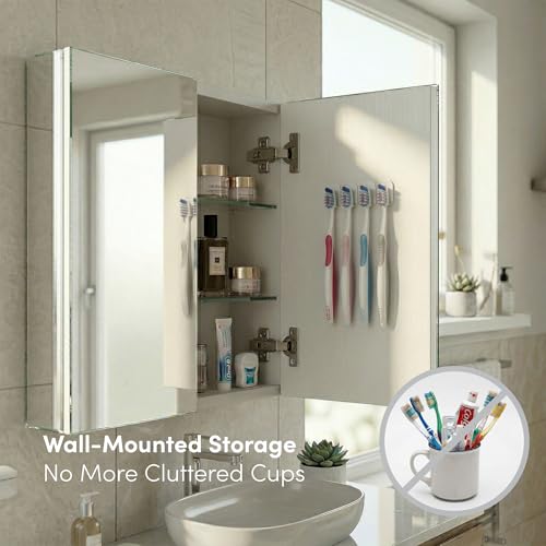 Wall Mounted Toothbrush Holder Set of 4 - Anodized Aluminum Clips