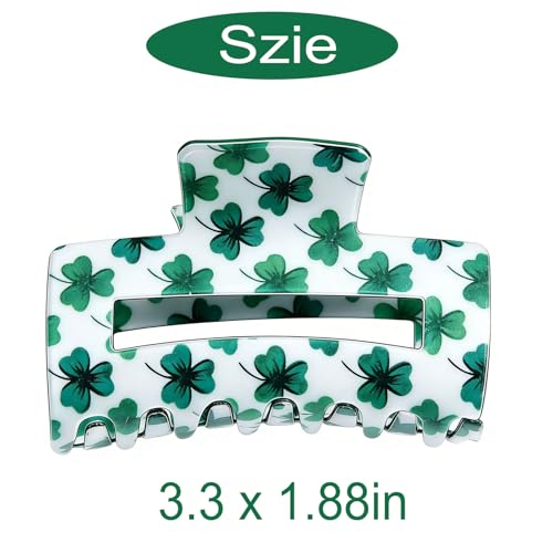St. Patrick's Day Green Shamrock Hair Claw Clip - Non-Slip Acrylic