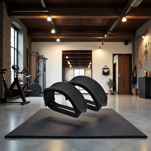 2-Pack Black Bike Pedal Toe Straps, Fixed Gear Cycling Foot Straps with Beam Design Bike Pedals