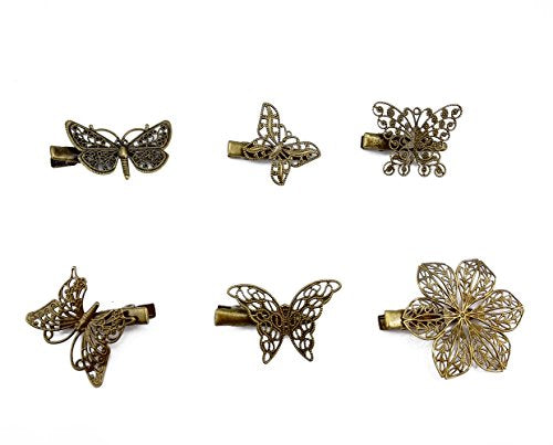 yueton 6-Piece Vintage Butterfly and Flower Hair Clip Set