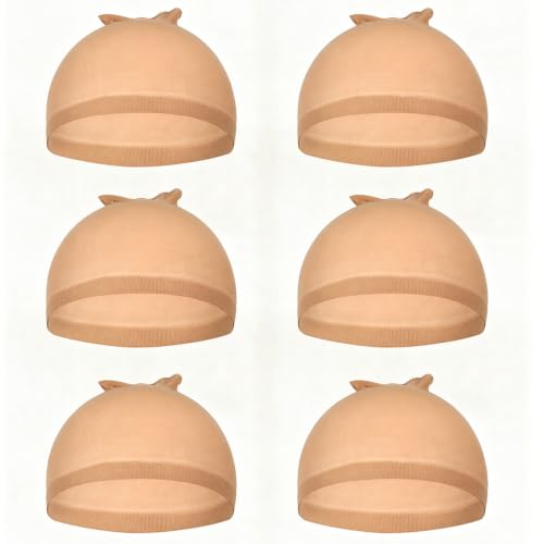 Sunwell Light Brown Nylon Wig Caps 6-Piece Stretchy Stocking Caps