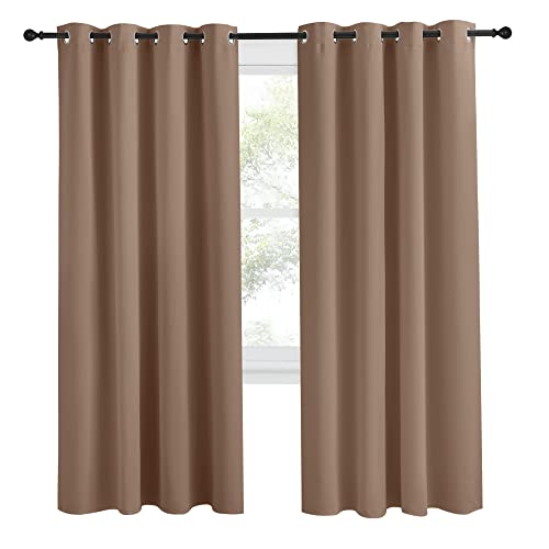 NICETOWN Blackout Curtain Panel - Cappuccino, 55"W x 78"L, Thermal Insulated