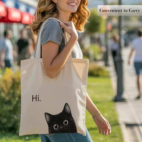 Canvas Tote Bag for Pet Lovers - 13.8" Aesthetic Design with Pocket