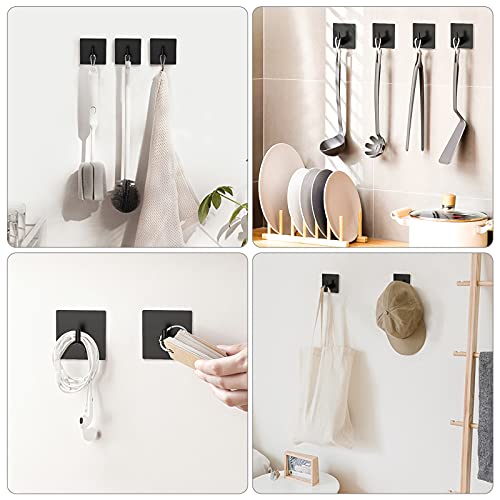 VIS'V Black Adhesive Towel Hooks - 4 Durable Wall Hooks