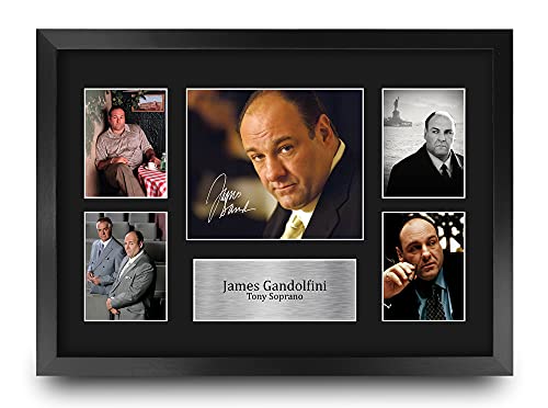 Signed James Gandolfini Sopranos Autograph Photo 16x12 Inch Framed TV Show Fan Gift