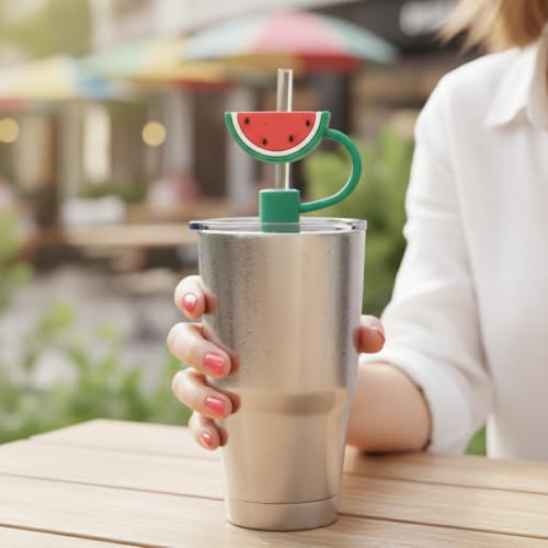 Watermelon Silicone Straw Caps - 10mm Reusable Covers for Straws
