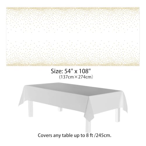Gold Plastic Tablecloths 54x108 Inches - Pack of 4 Waterproof Disposable Party Covers