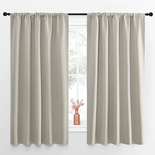NICETOWN Natural Blackout Curtains - 52" x 63" (Pack of 2) Room Darkening Drapes