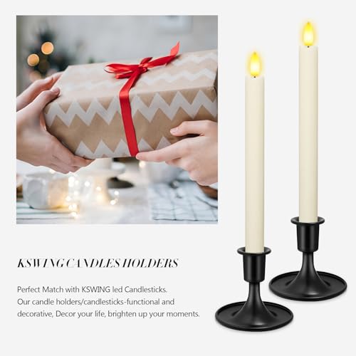 KSWING Short Black Metal Taper Candle Holders - Set of 2