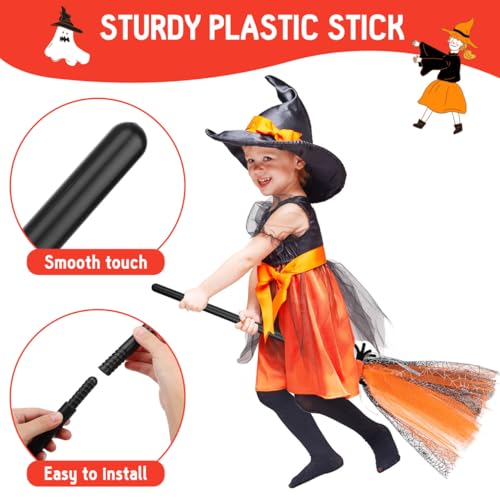 MAGICLULU Halloween Witch Broomstick - Plastic Broom Prop