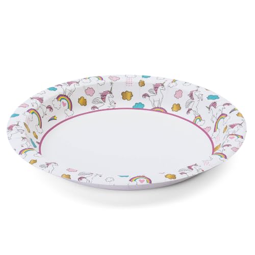 Glad for Kids Unicorn Paper Plates - 8.5 Inch, 26 Count, Soak-Proof & Cut-Resistant