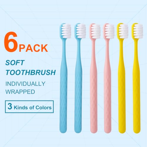 Navona 6-Pack Extra Soft Nano Toothbrushes for Sensitive Gums & Teeth