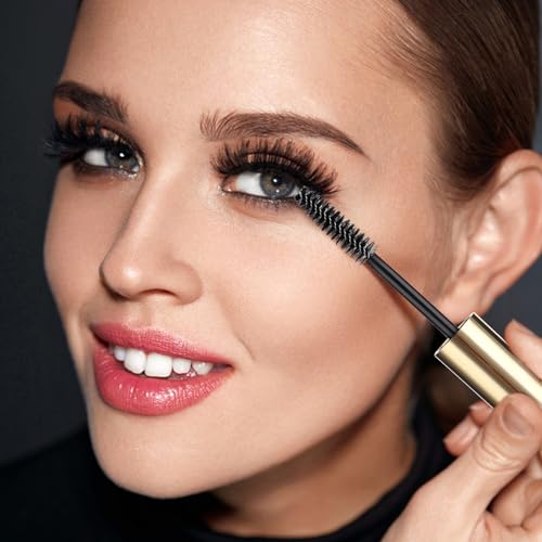 Tucnoeu 10ml Empty Mascara Tubes with Wands 5 Pcs - Gold Clear Refillable Castor Oil & Eyelash Serum Bottles