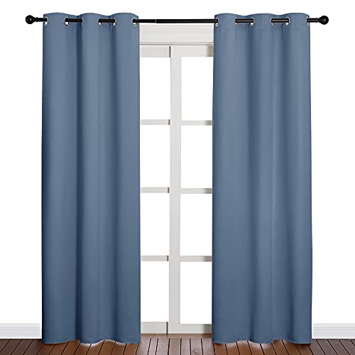 NICETOWN Triple Weave Blackout Curtains, 42 x 84-Inch, Stone Blue, 2 Panels