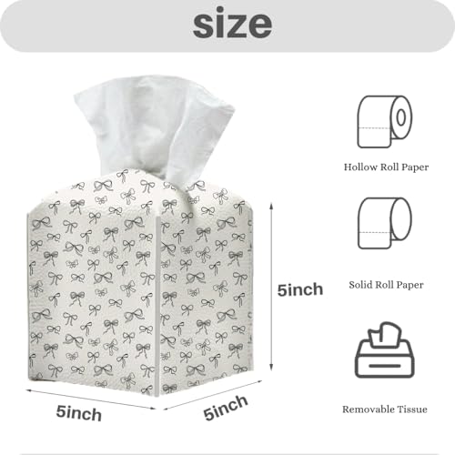Stylish PU Leather Tissue Box Cover with Velcro - 5x5 Inch