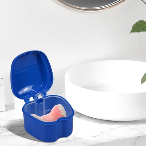 Denture Bath Box Cup with Strainer Basket for Retainers and Mouth Guards