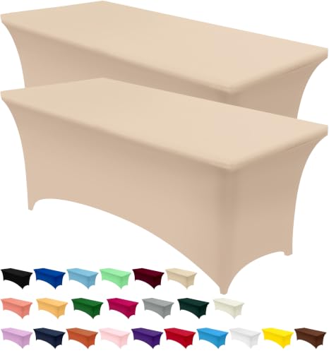 Utopia Kitchen 8FT Champagne Spandex Table Cloth 2 Pack
