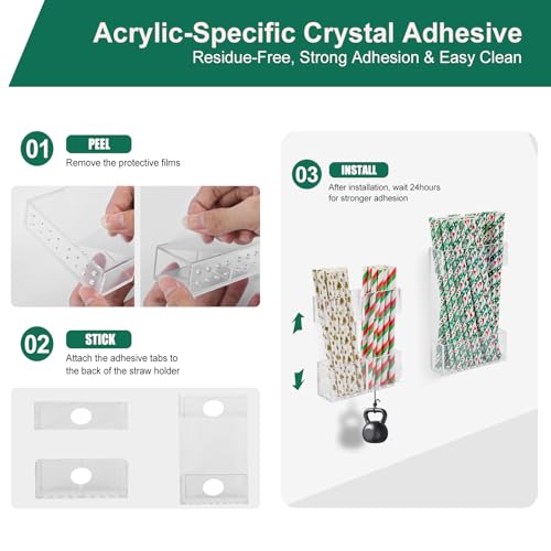 BERBAM Acrylic Straw Holder for Cabinet Doors, 2-Pack Transparent