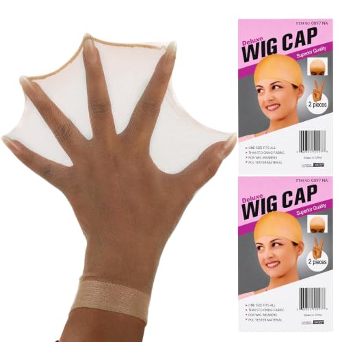 4-Pack Ultra-Thin Breathable Wig Caps Beige Stretchy Stocking Caps