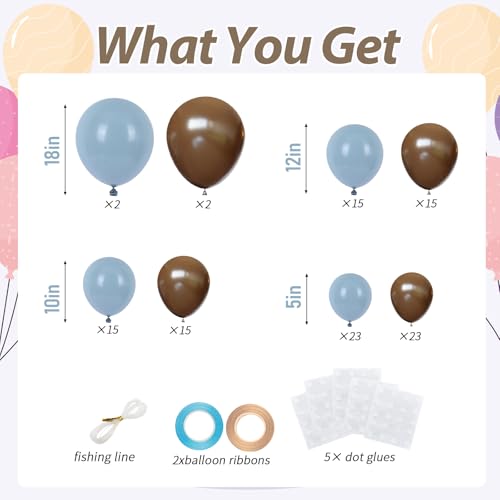 110pcs Dusty Blue & Brown Balloon Garland Arch Kit for Parties