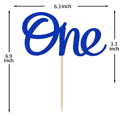 1st Birthday Cake Topper for Boys - Blue Glitter Number One