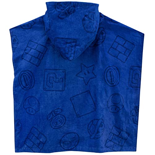 Super Mario Boys Gaming Hooded Towel Poncho Swimwear for Kids One Size Blue