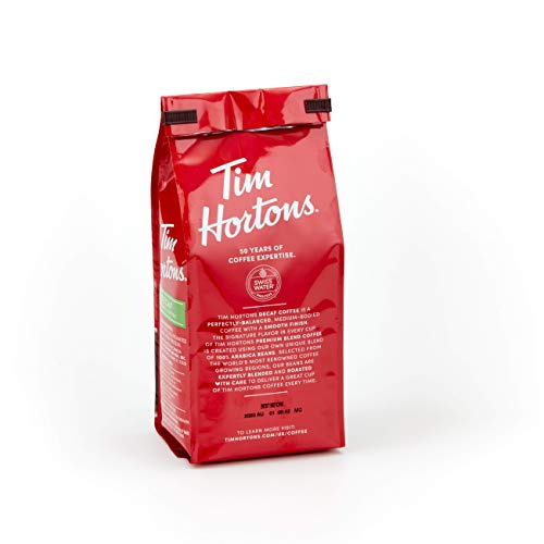 Tim Hortons Decaf Medium Roast Ground Coffee, 100% Arabica, 6 x 12 oz Bags