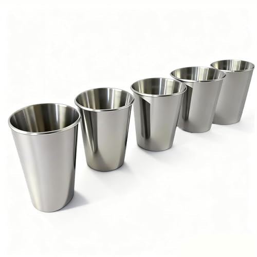 HAMIZHONGTAI 10oz Stainless Steel Cups - 5 Pack Reusable Metal Tumblers