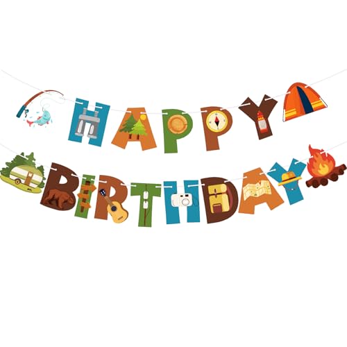 Camping Birthday Banner - Happy Birthday Party Decorations